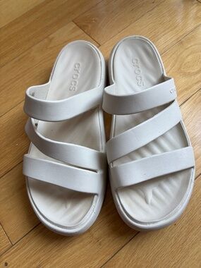 Crocs Women's Getaway Strappy Slide Sandals - Stucco/White - Size 8